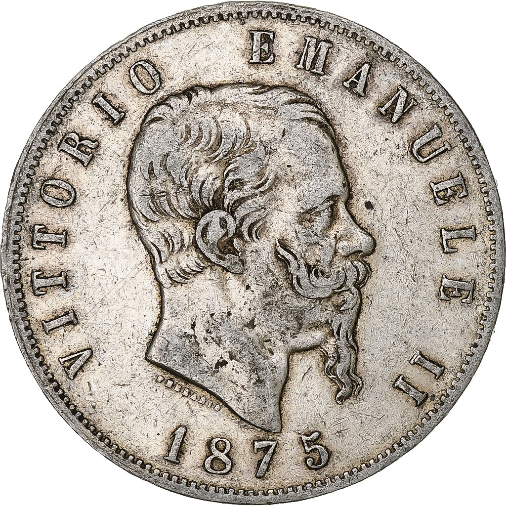 Italy, Vittorio Emanuele II, 5 Lire, 1875, Milan, Silver, VF(30-35), KM:8.3
