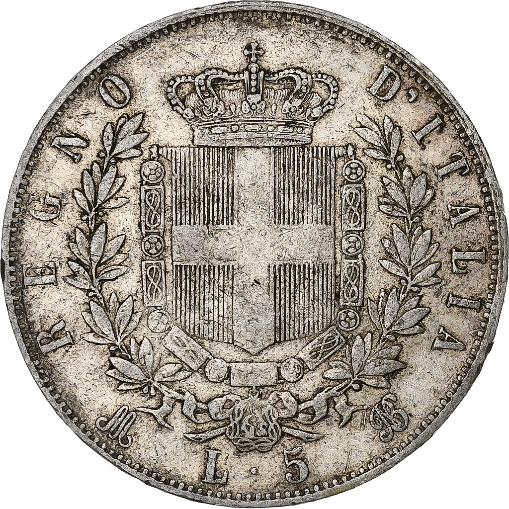 Italy, Vittorio Emanuele II, 5 Lire, 1875, Milan, Silver, VF(30-35), KM:8.3