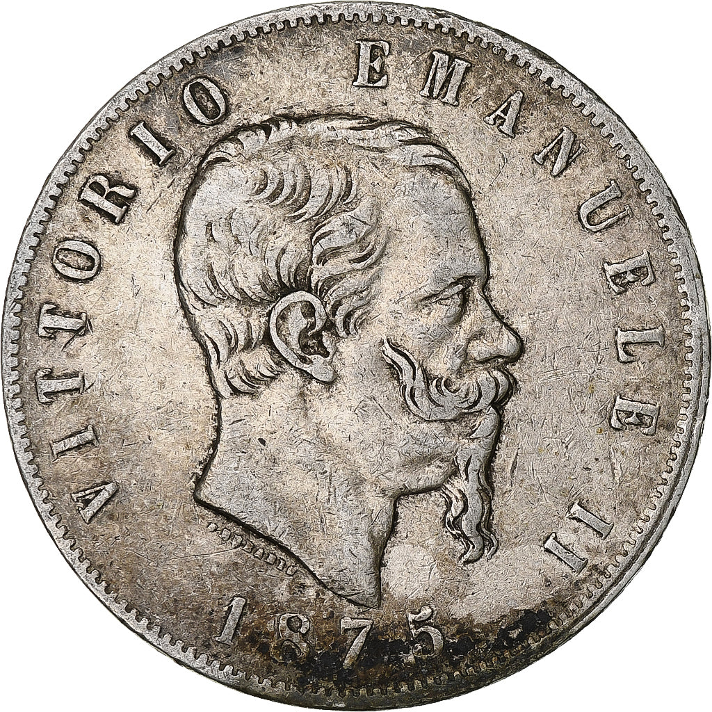 Italy, Vittorio Emanuele II, 5 Lire, 1875, Milan, Silver, VF(30-35), KM:8.3