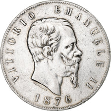 Italy, Vittorio Emanuele II, 5 Lire, 1876, Rome, Silver, VF(20-25), KM:8.4