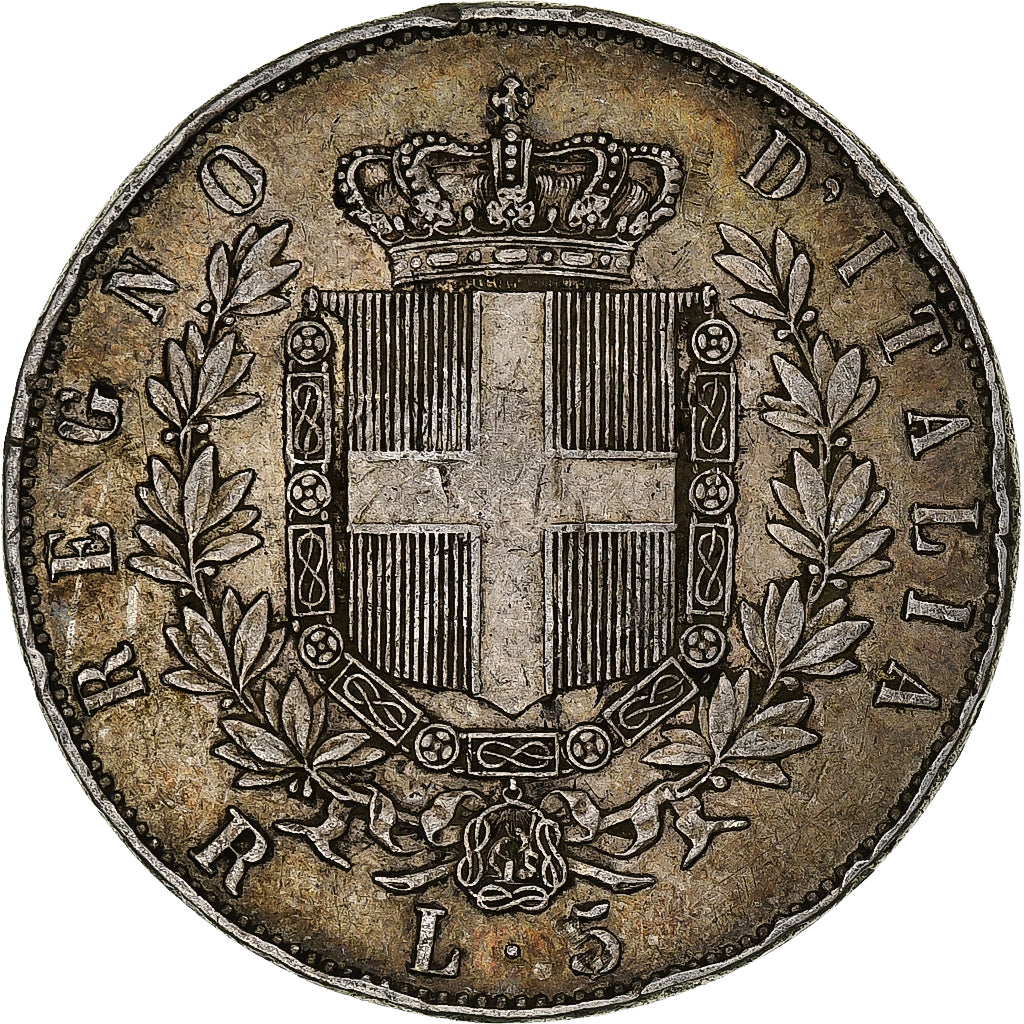 Italie, Vittorio Emanuele II, 5 Lire, 1876, Rome, Argent, TB, KM:8.4