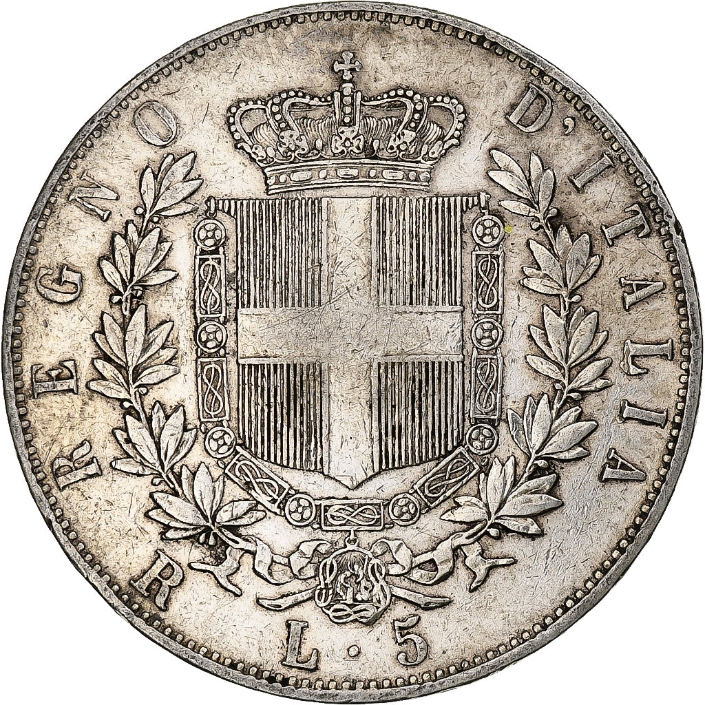 Italia, Vittorio Emanuele II, 5 Lire, 1876, Rome, Argento, MB, KM:8.4