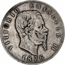 Italie, Vittorio Emanuele II, 5 Lire, 1876, Rome, Argent, TB, KM:8.4