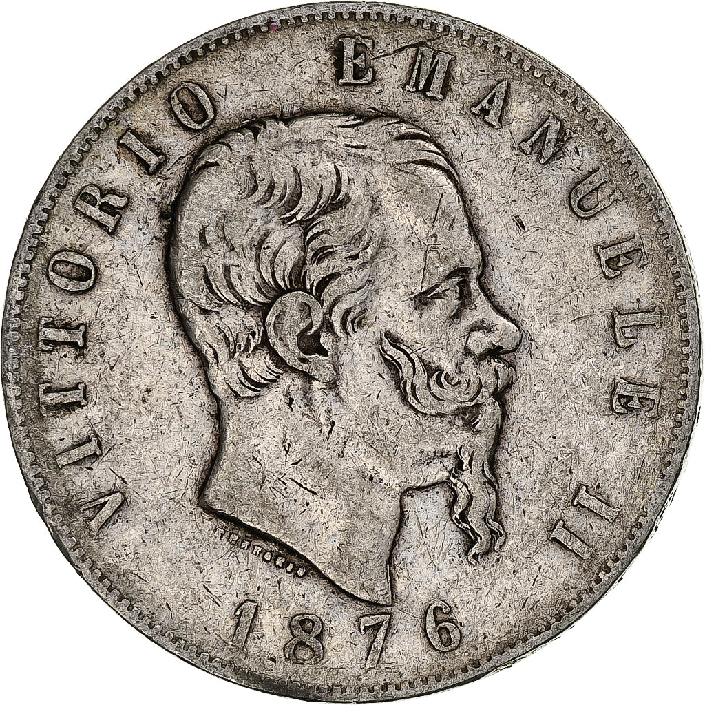 Italie, Vittorio Emanuele II, 5 Lire, 1876, Rome, Argent, TB, KM:8.4
