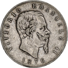 Italie, Vittorio Emanuele II, 5 Lire, 1876, Rome, Argent, TB, KM:8.4