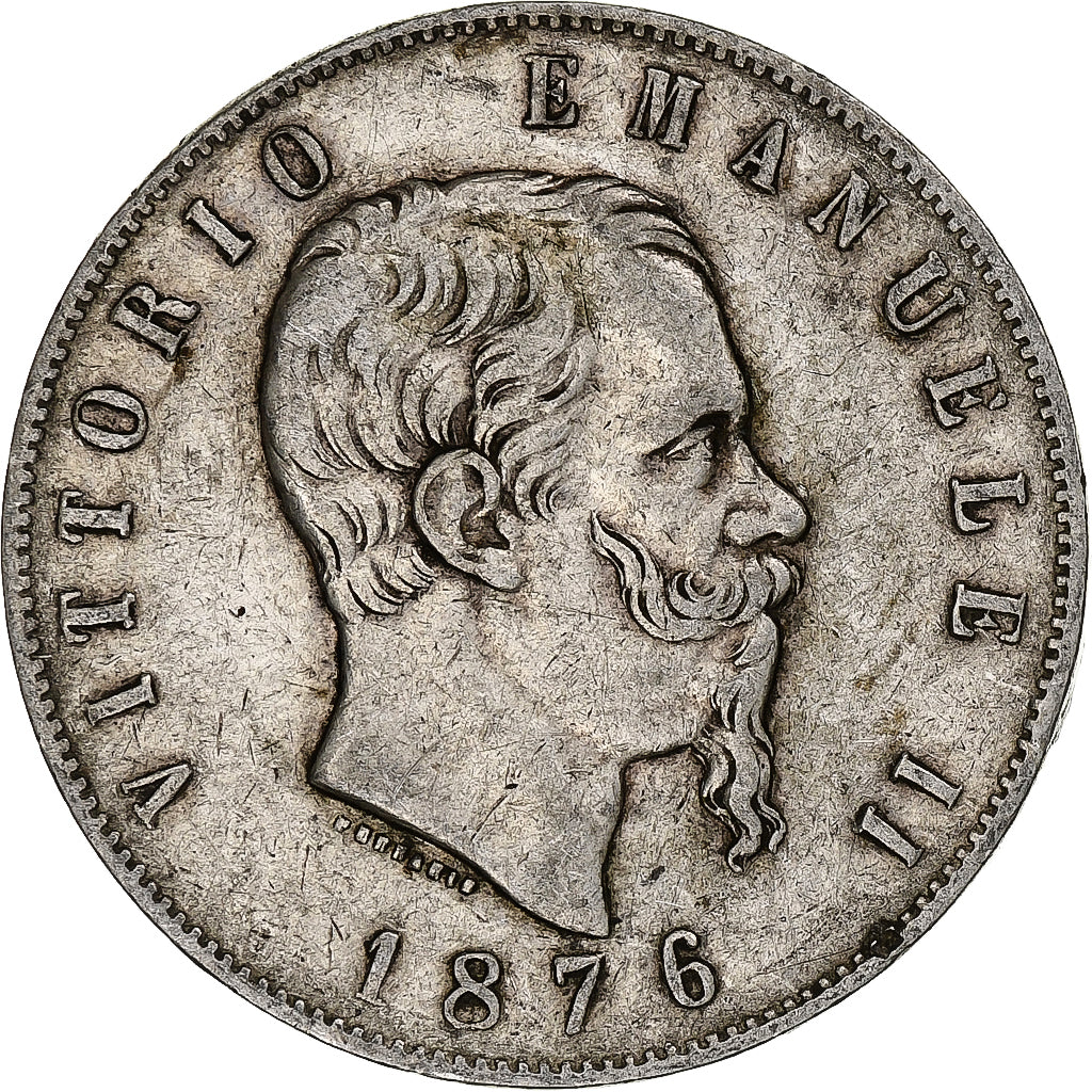 Italia, Vittorio Emanuele II, 5 Lire, 1876, Rome, Argento, MB, KM:8.4