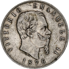 Italia, Vittorio Emanuele II, 5 Lire, 1876, Rome, Argento, MB, KM:8.4