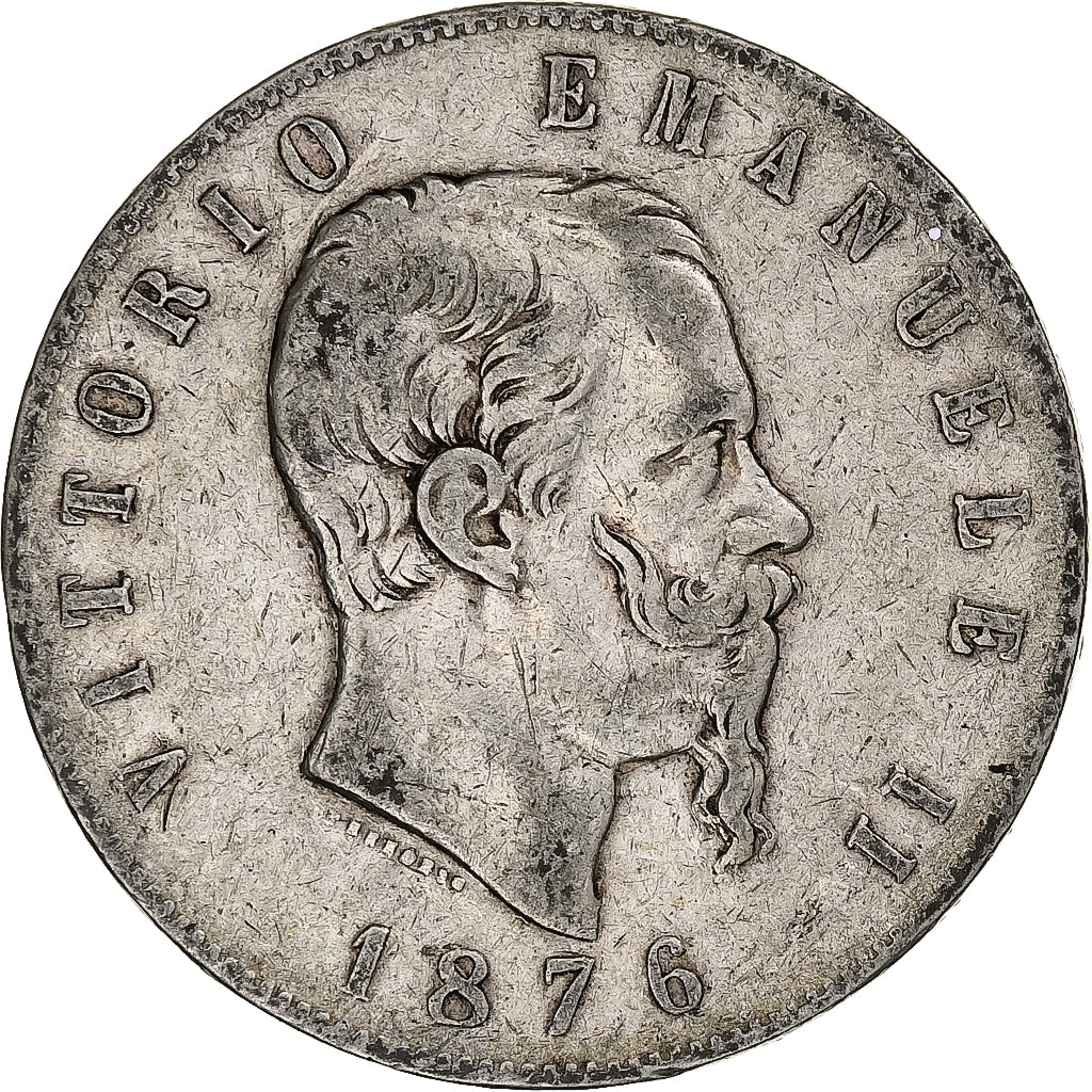 Italie, Vittorio Emanuele II, 5 Lire, 1876, Rome, Argent, TB, KM:8.4