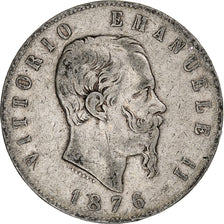 Italie, Vittorio Emanuele II, 5 Lire, 1876, Rome, Argent, TB, KM:8.4