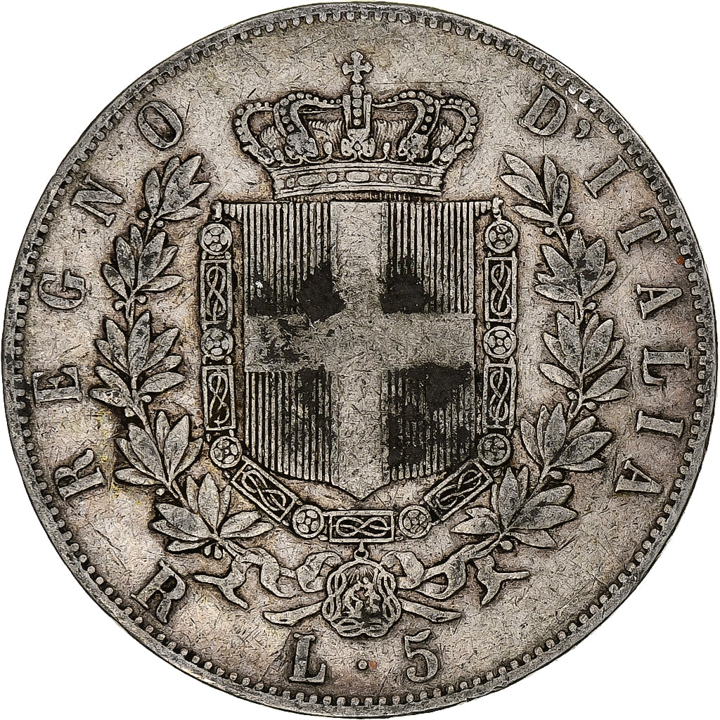 Italie, Vittorio Emanuele II, 5 Lire, 1876, Rome, Argent, TB, KM:8.4