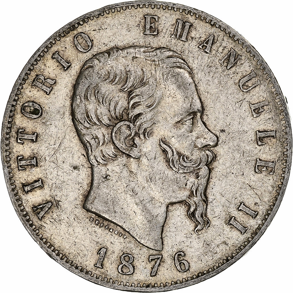 Italie, Vittorio Emanuele II, 5 Lire, 1876, Rome, Argent, TB+, KM:8.4