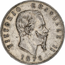 Italie, Vittorio Emanuele II, 5 Lire, 1876, Rome, Argent, TB+, KM:8.4