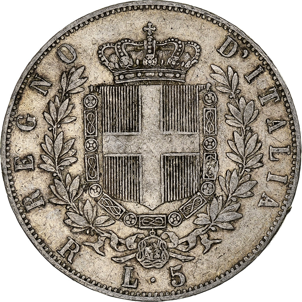 Italie, Vittorio Emanuele II, 5 Lire, 1876, Rome, Argent, TB+, KM:8.4