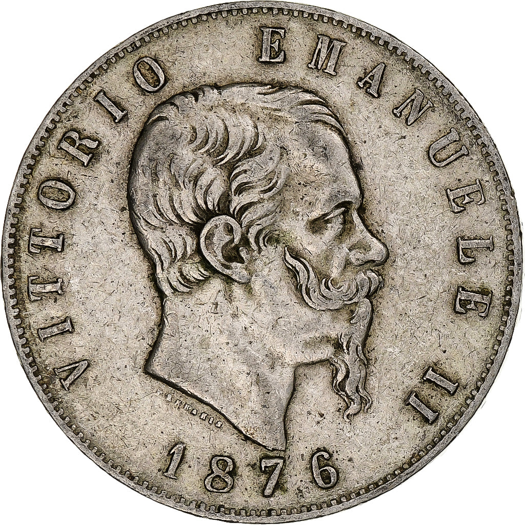 Italie, Vittorio Emanuele II, 5 Lire, 1876, Rome, Argent, TB+, KM:8.4