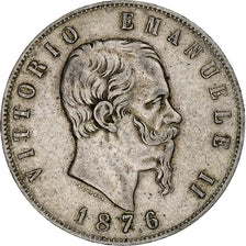 Italie, Vittorio Emanuele II, 5 Lire, 1876, Rome, Argent, TB+, KM:8.4