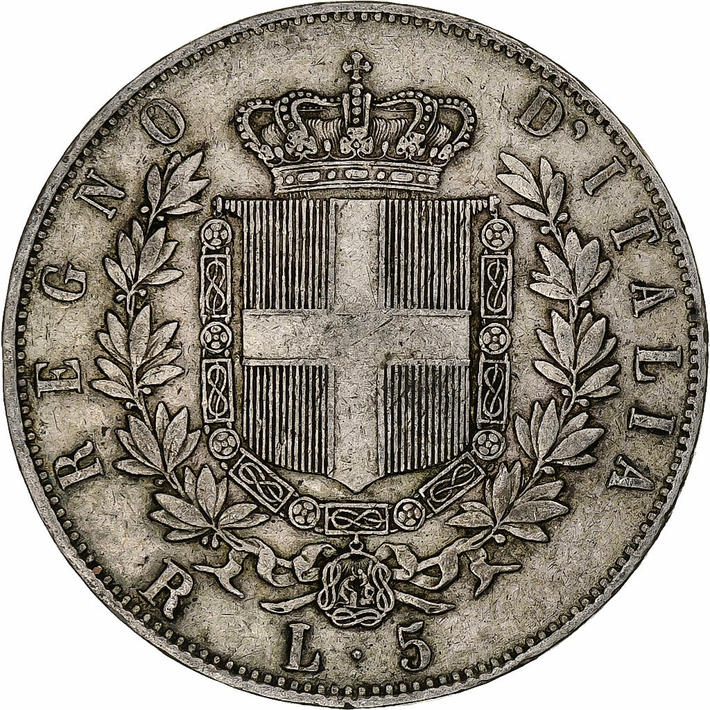 Italie, Vittorio Emanuele II, 5 Lire, 1876, Rome, Argent, TB+, KM:8.4