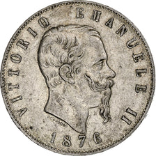 Italie, Vittorio Emanuele II, 5 Lire, 1876, Rome, Argent, TB+, KM:8.4