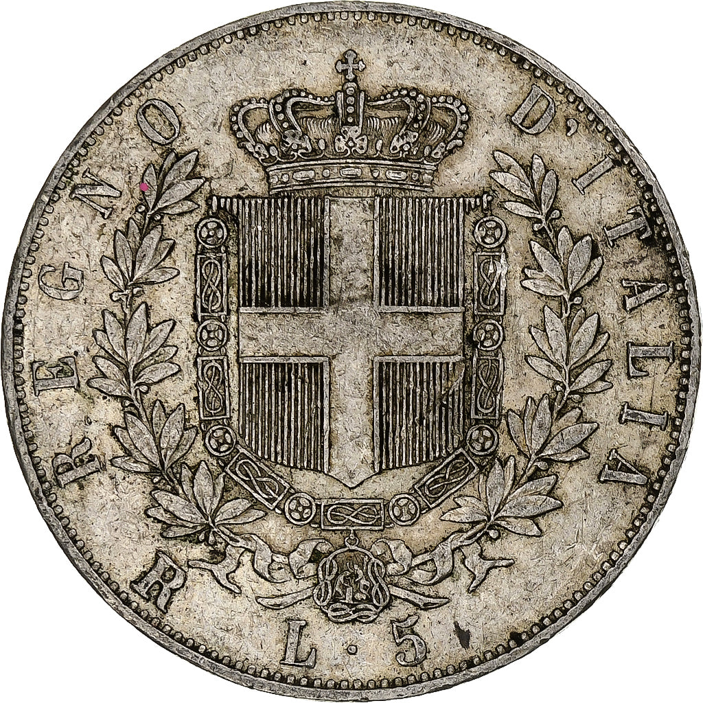 Italie, Vittorio Emanuele II, 5 Lire, 1876, Rome, Argent, TB+, KM:8.4