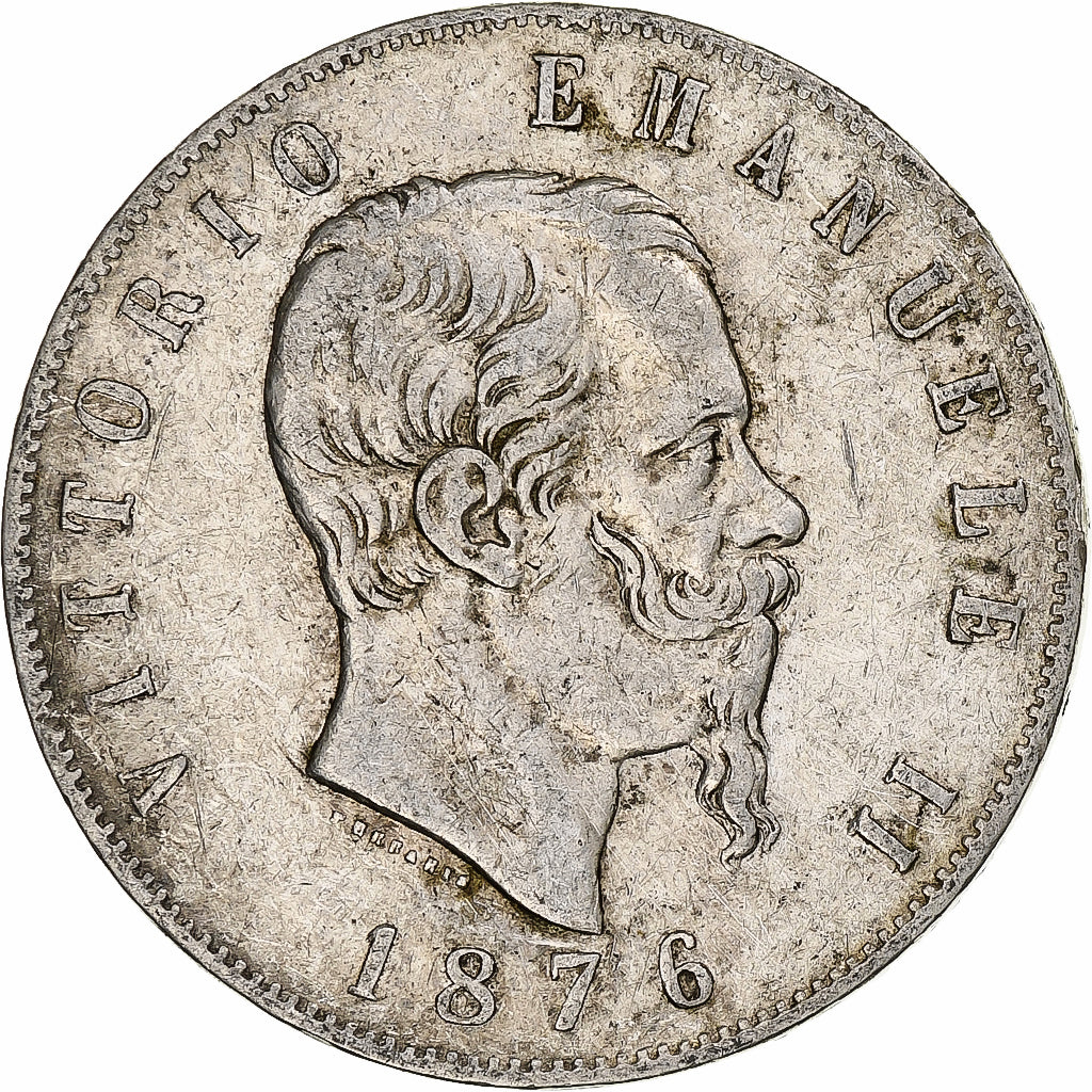 Italien, Vittorio Emanuele II, 5 Lire, 1876, Rome, Silber, S+, KM:8.4