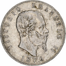 Italien, Vittorio Emanuele II, 5 Lire, 1876, Rome, Silber, S+, KM:8.4