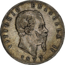 Italy, Vittorio Emanuele II, 5 Lire, 1877, Rome, Silver, VF(20-25), KM:8.4