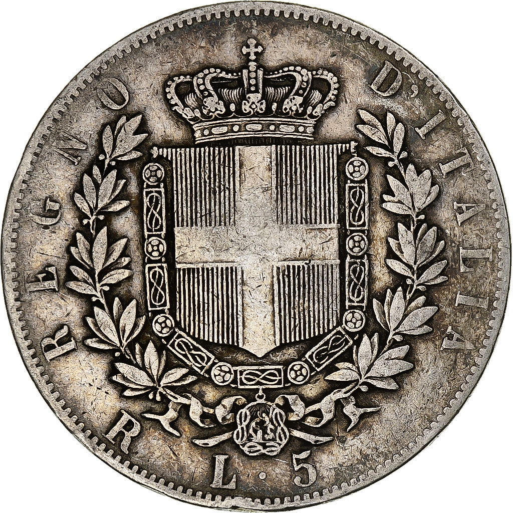 Italy, Vittorio Emanuele II, 5 Lire, 1877, Rome, Silver, VF(20-25), KM:8.4