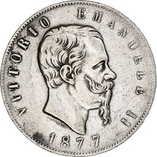 Italie, Vittorio Emanuele II, 5 Lire, 1877, Rome, Argent, TB, KM:8.4