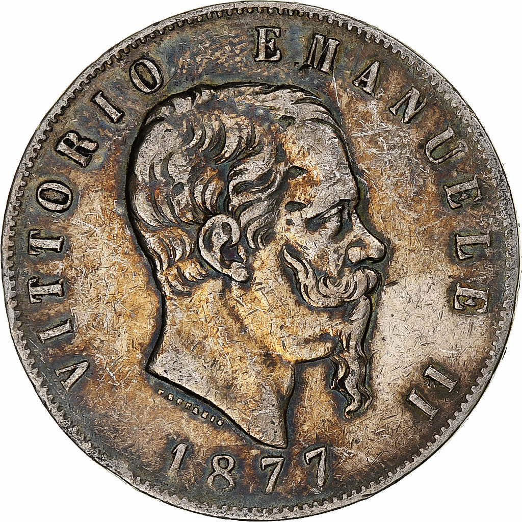 Italie, Vittorio Emanuele II, 5 Lire, 1877, Rome, Argent, TB, KM:8.4