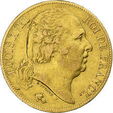 France, Louis XVIII, 20 Francs, 1818, Paris, Gold, EF(40-45), Gadoury:1028