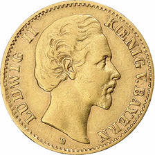 Deutsch Staaten, BAVARIA, Ludwig II, 10 Mark, 1874, Munich, Gold, SS, KM:898