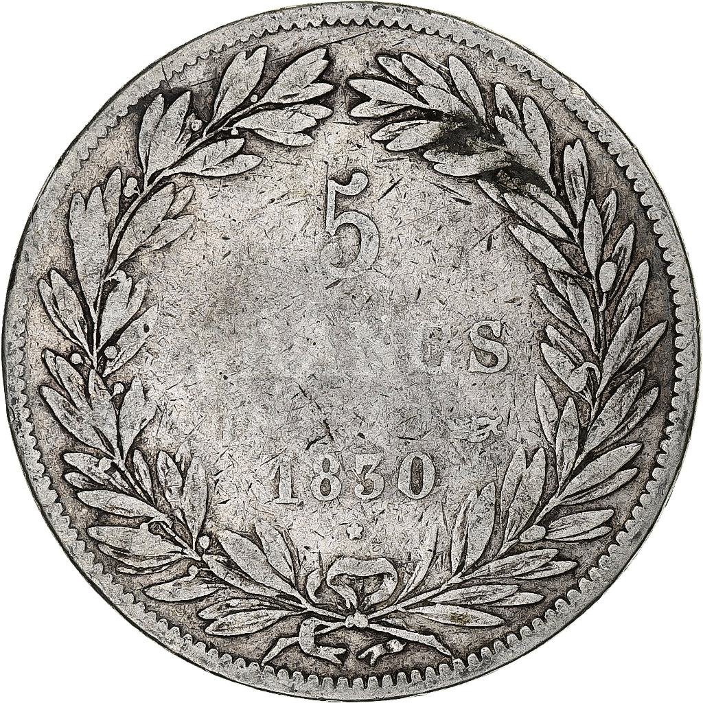 Francia, 5 Francs, Louis-Philippe, 1830, Nantes, Argento, MB, Gadoury:676