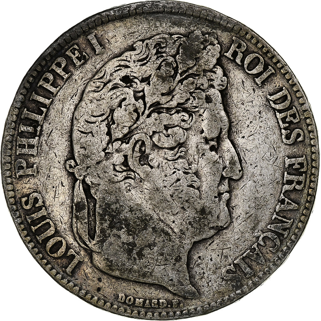 France, 5 Francs, Louis-Philippe, 1835, Bordeaux, Silver, VF(20-25)