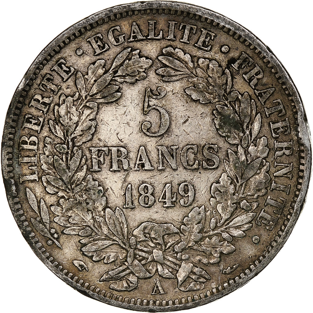 Frankrijk, 5 Francs, Cérès, 1849, Paris, Zilver, FR+, Gadoury:719, KM:761.1