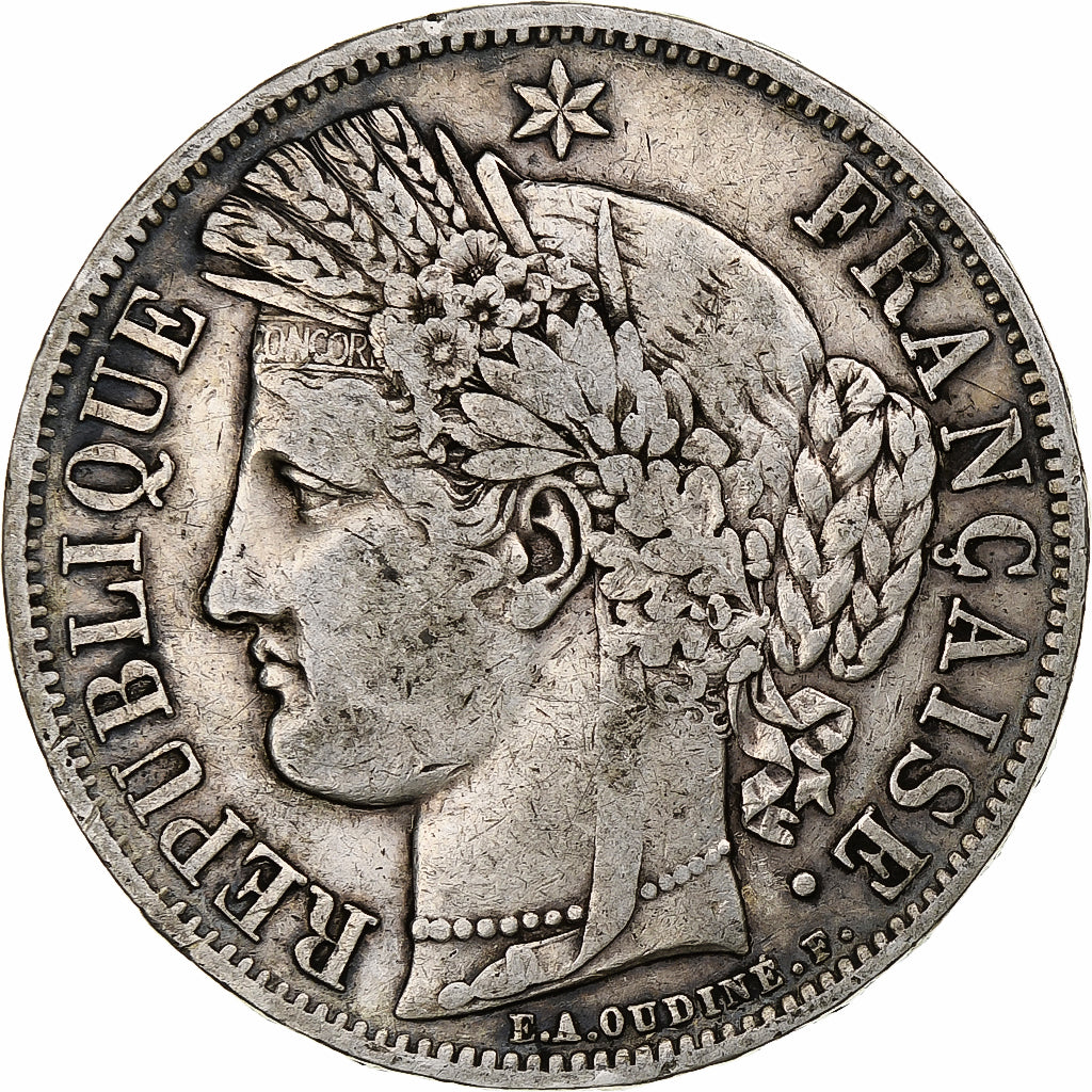 França, 5 Francs, Cérès, 1849, Paris, Prata, VF(30-35), Gadoury:719, KM:761.1
