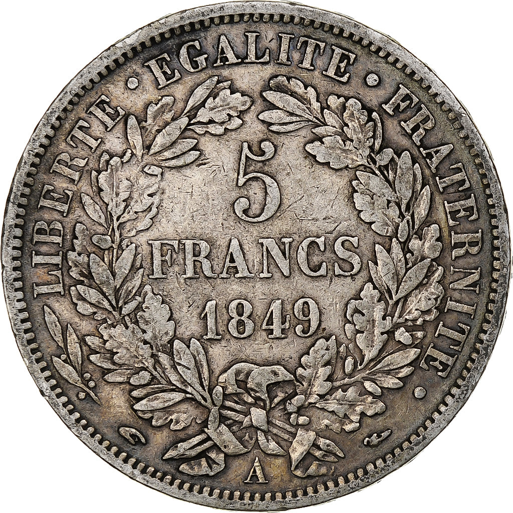 França, 5 Francs, Cérès, 1849, Paris, Prata, VF(30-35), Gadoury:719, KM:761.1