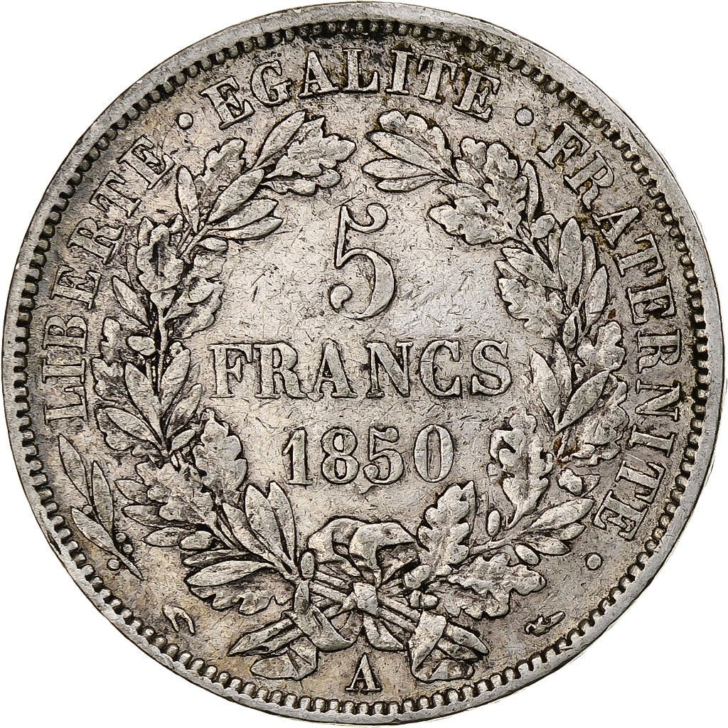 Frankrijk, 5 Francs, Cérès, 1850, Paris, Zilver, FR+, Gadoury:719, KM:761.1