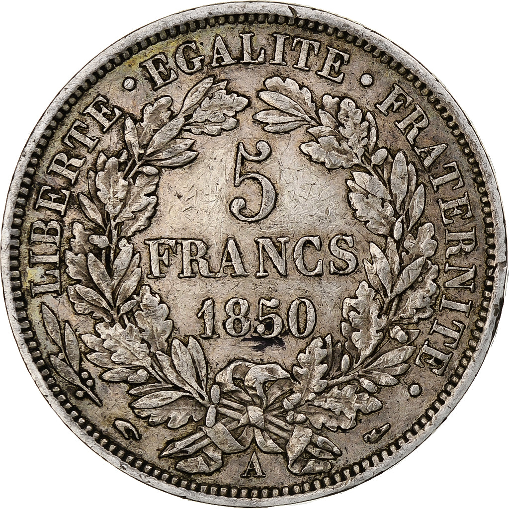 France, 5 Francs, Cérès, 1850, Paris, Silver, EF(40-45), Gadoury:719, KM:761.1
