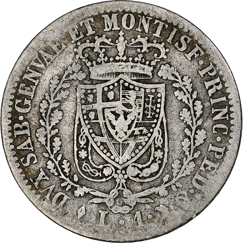 Italiaanse staten, SARDINIA, Carlo Felice, Lira, 1827, Torino, Zilver, FR
