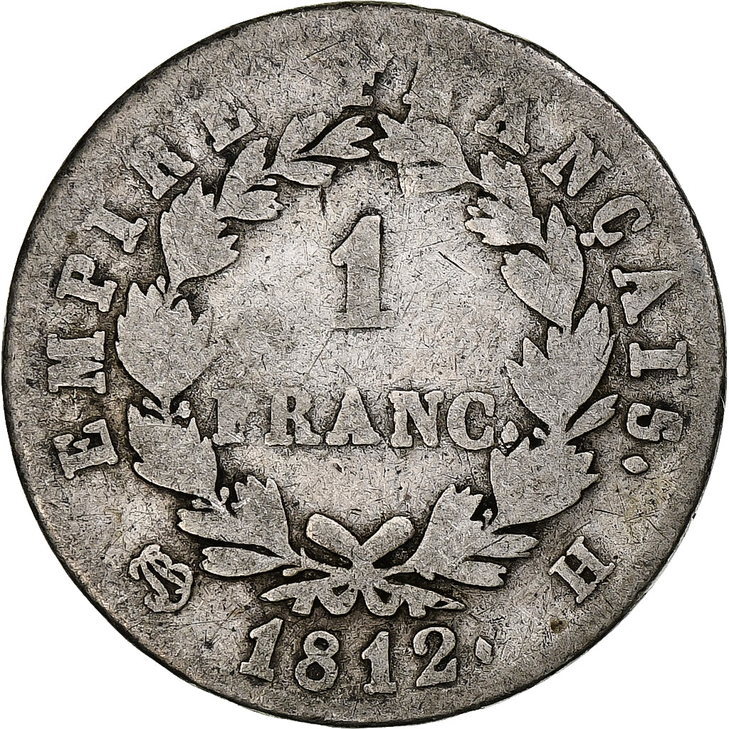 França, Franc, Napoléon I, 1812, La Rochelle, Prata, VF(20-25), Gadoury:447