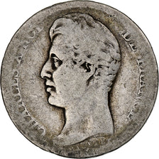 France, Franc, Charles X, 1828, Lyon, Silver, F(12-15), KM:724.4