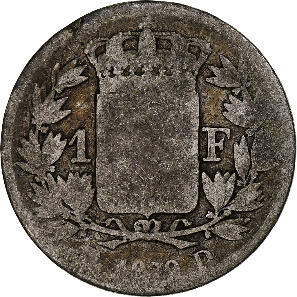 France, Franc, Charles X, 1828, Lyon, Silver, F(12-15), KM:724.4