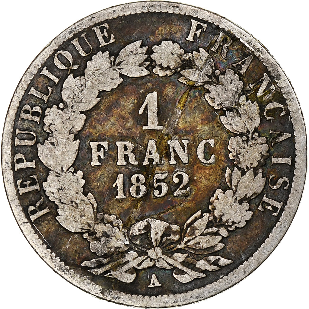 França, Franc, Napoléon III, 1852, Paris, Prata, F(12-15), Le Franc:F.212
