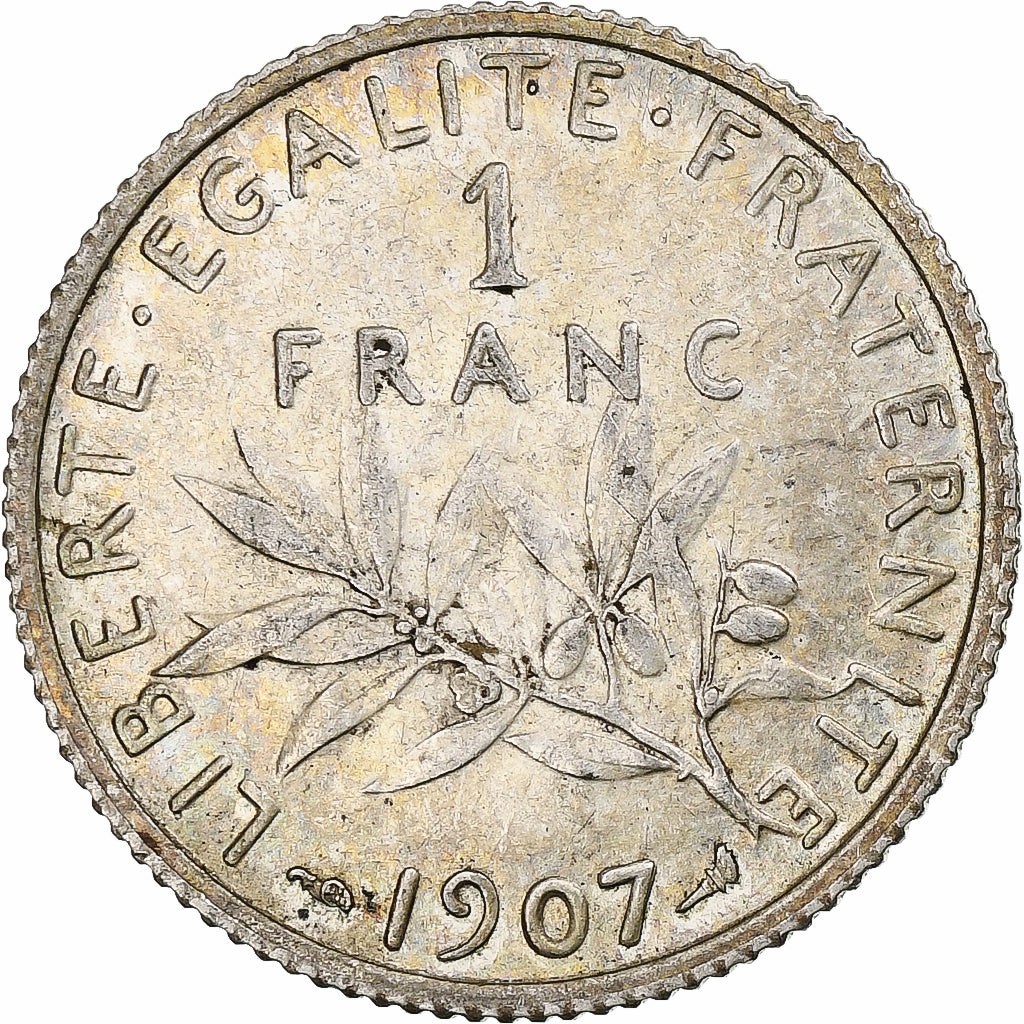 Francia, Franc, Semeuse, 1907, Paris, Argento, BB+, Gadoury:467, KM:844.1