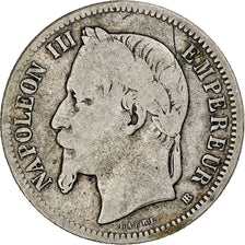 França, Franc, Napoléon III, 1868, Strasbourg, Prata, VF(20-25), Gadoury:463