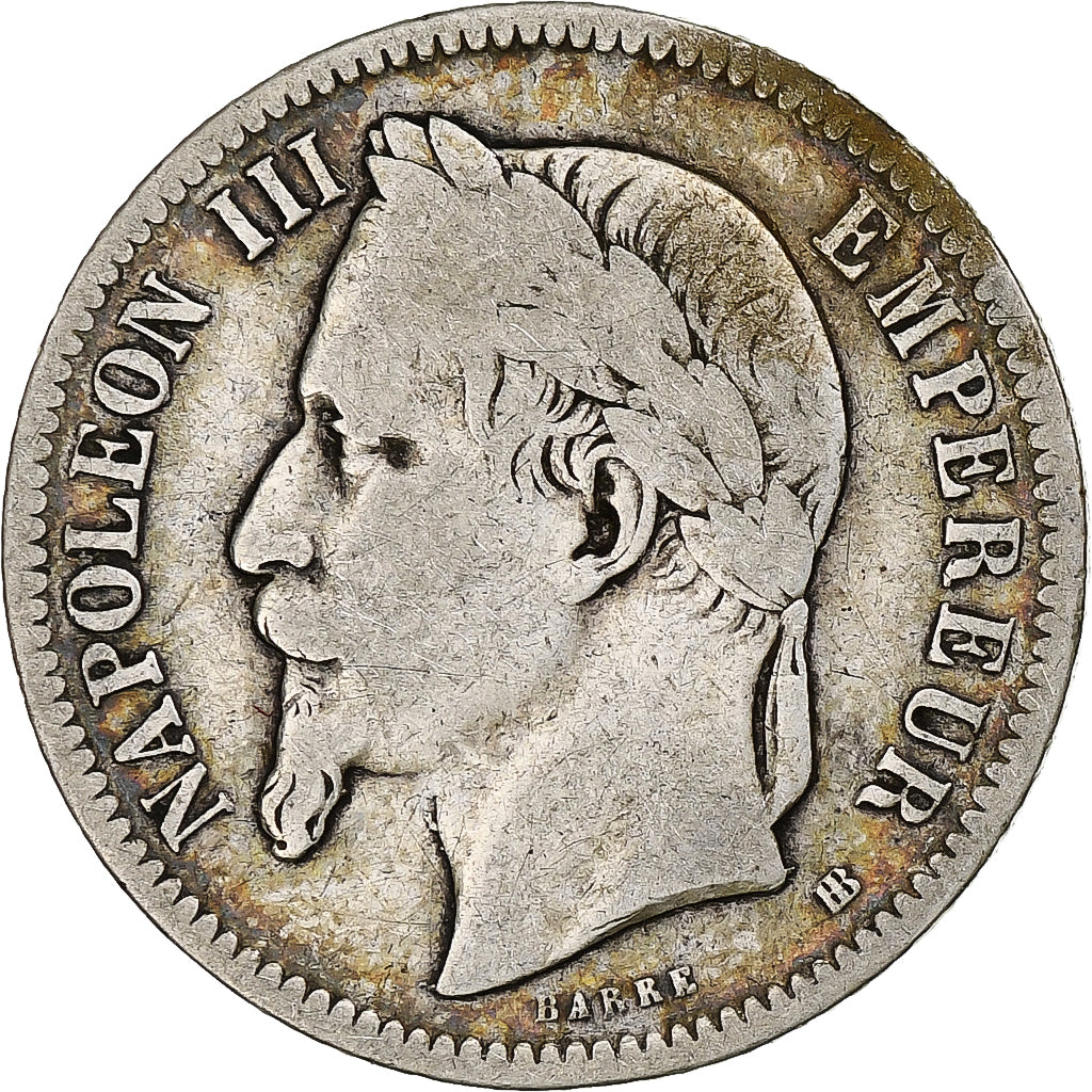 France, Franc, Napoléon III, 1867, Strasbourg, Silver, VF(20-25), Gadoury:463