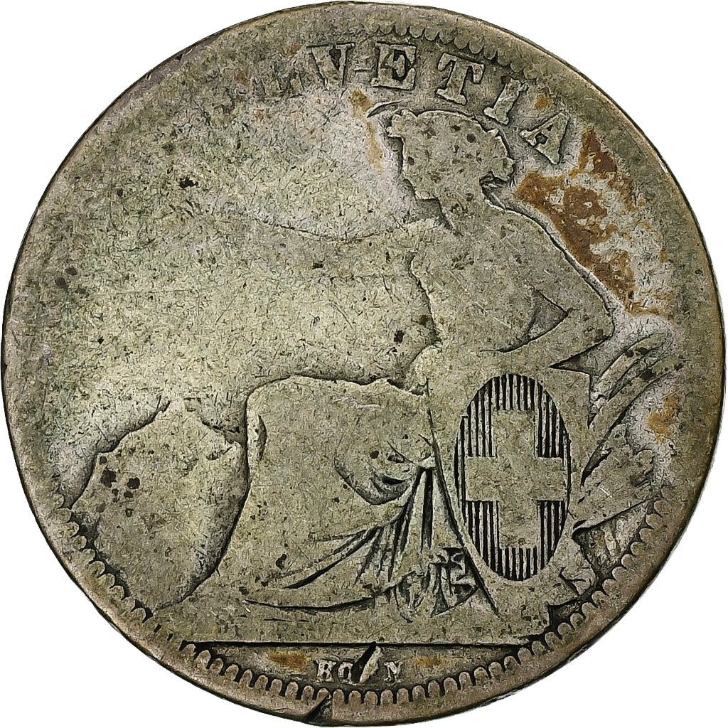 Switzerland, Franc, 1861, Bern, Silver, G(4-6), KM:9a