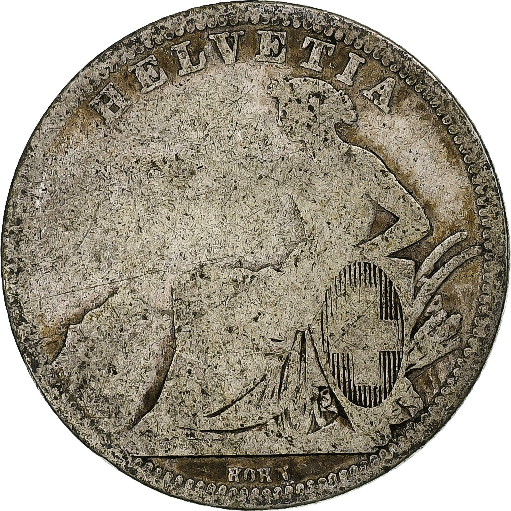 Switzerland, Franc, 1861, Bern, Silver, G(4-6), KM:9a