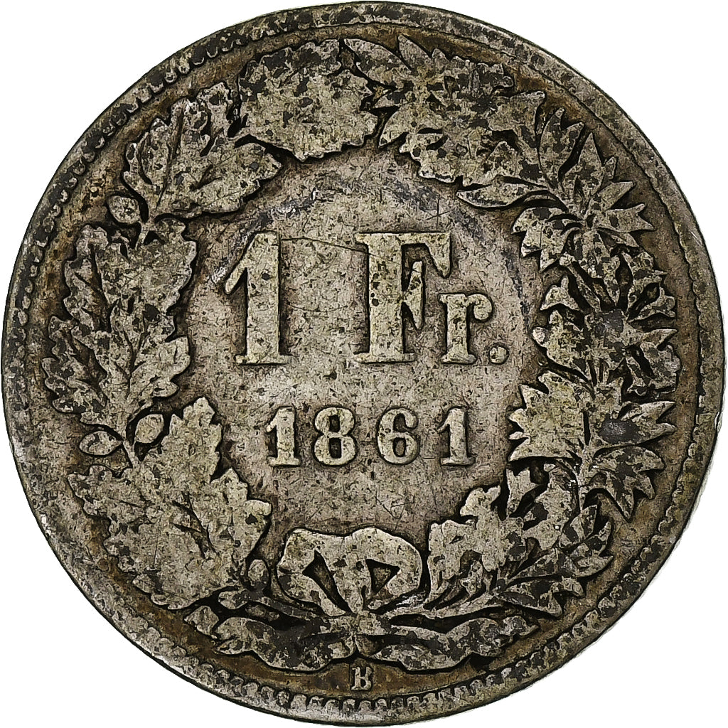 Switzerland, Franc, 1861, Bern, Silver, G(4-6), KM:9a