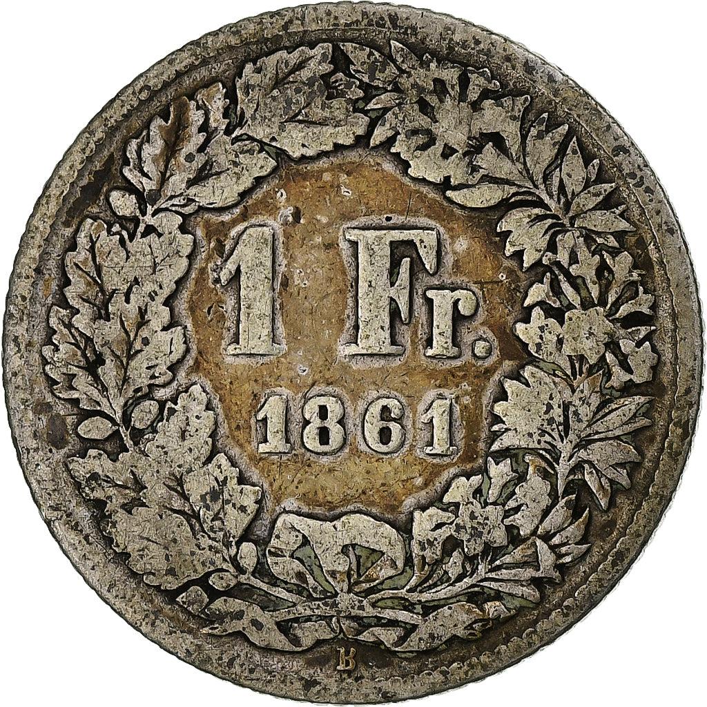 Switzerland, Franc, 1861, Bern, Silver, F(12-15), KM:9a