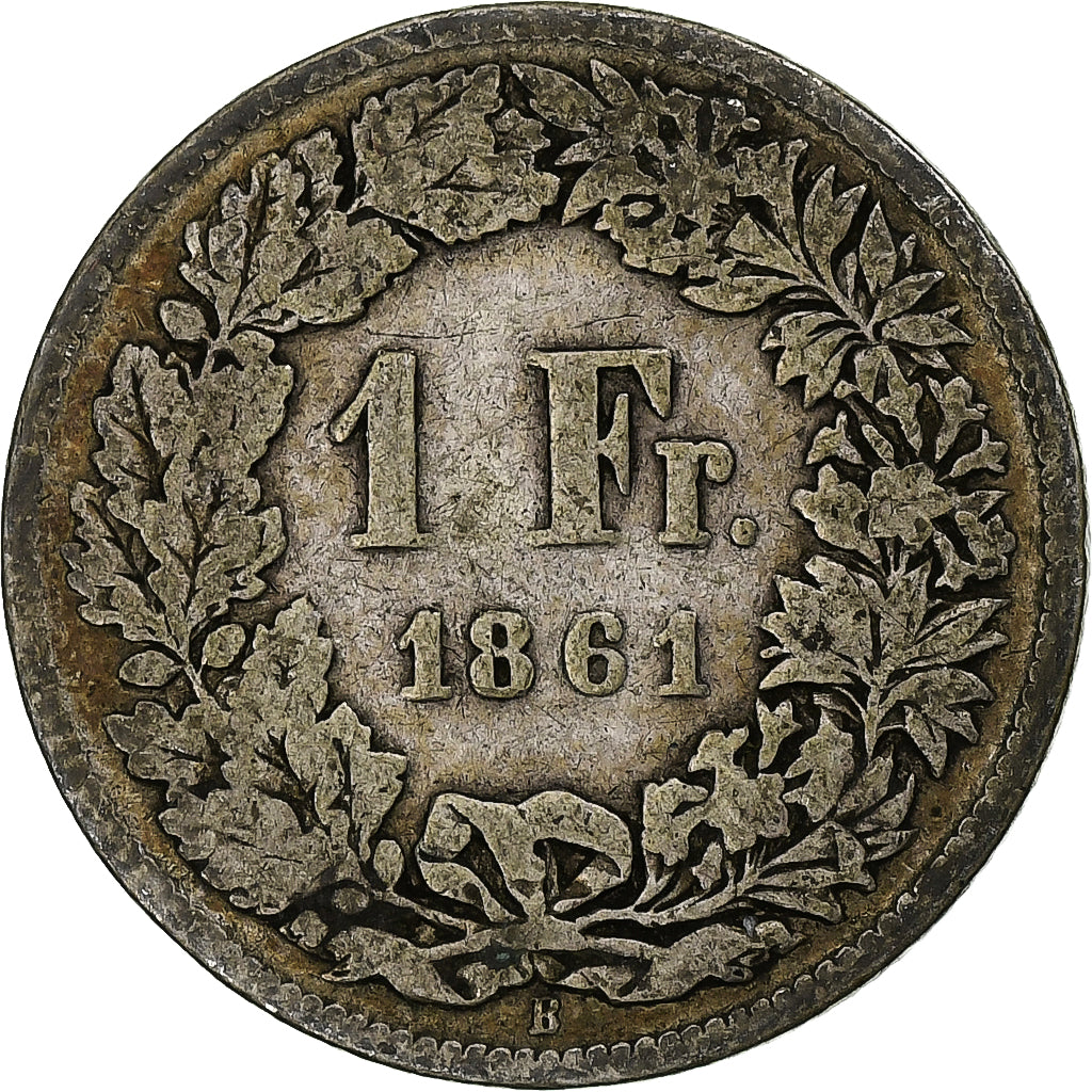 Switzerland, Franc, 1861, Bern, Silver, F(12-15), KM:9a
